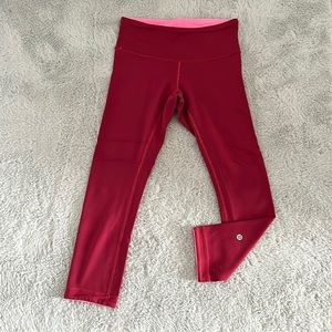Lululemon pink and crimson size 4 capris.